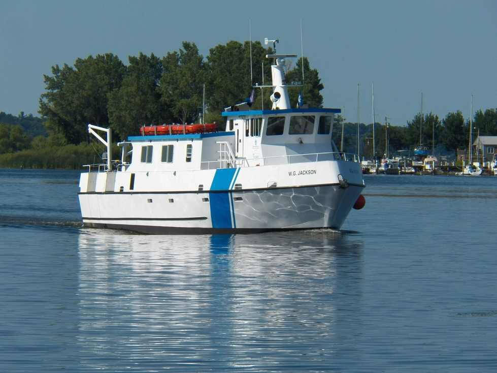 The W.G. Jackson research vessel on Muskegon Lake.
